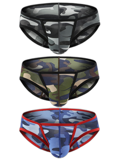 Men’s Sexy Camo Print Mesh Bikini