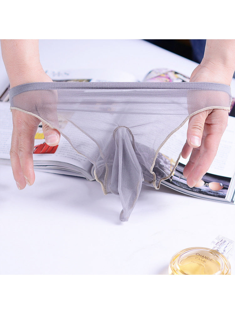 Men's Erotic Silk Super Thin Transparent Briefs