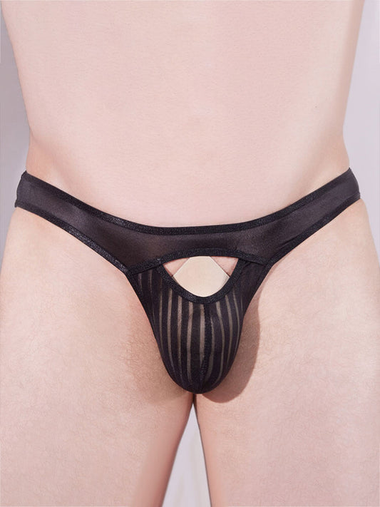Men's Sexy Low-Rise Cut-Out See-Through Briefs