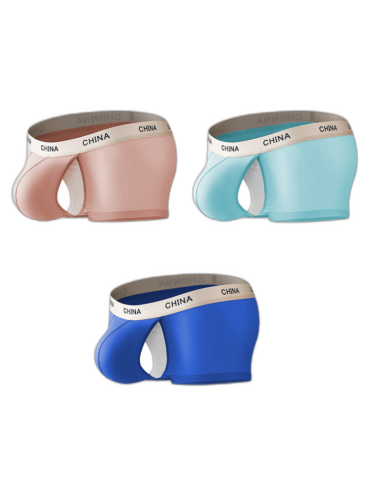 3 Pack Men's Ice Silk Bare-Sensation Breathable Lightweight Separating Trunks