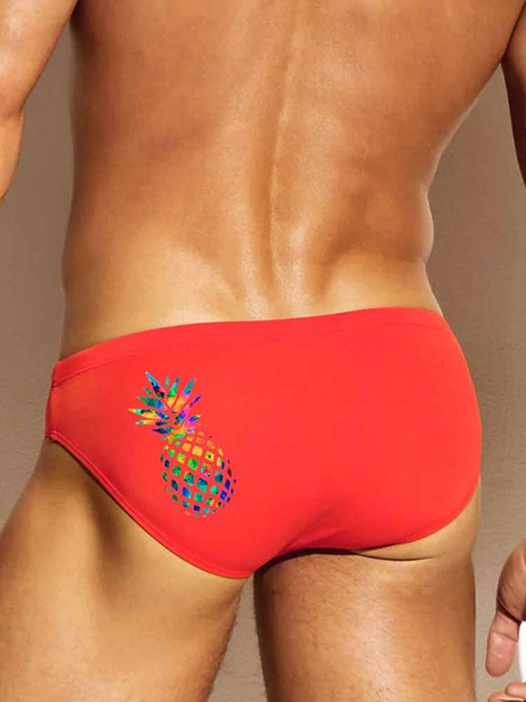 Men's Rainbow Pineapple Print Low Rise Briefs