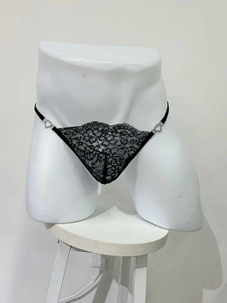 Men's Sexy Floral Lace Sheer Low-Rise Jockstrap