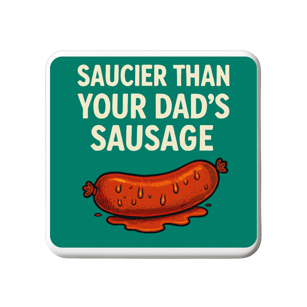 Saucier than your dads sausage | Mischievous Magnet | 5cm x 5cm