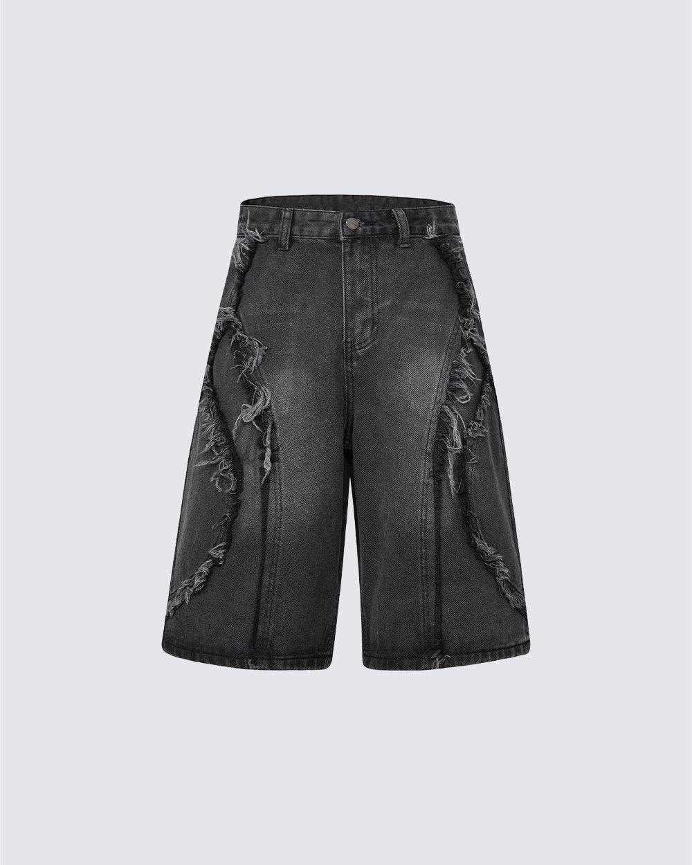 KIIKIO Vintage Raw-Edge Straight Denim Shorts