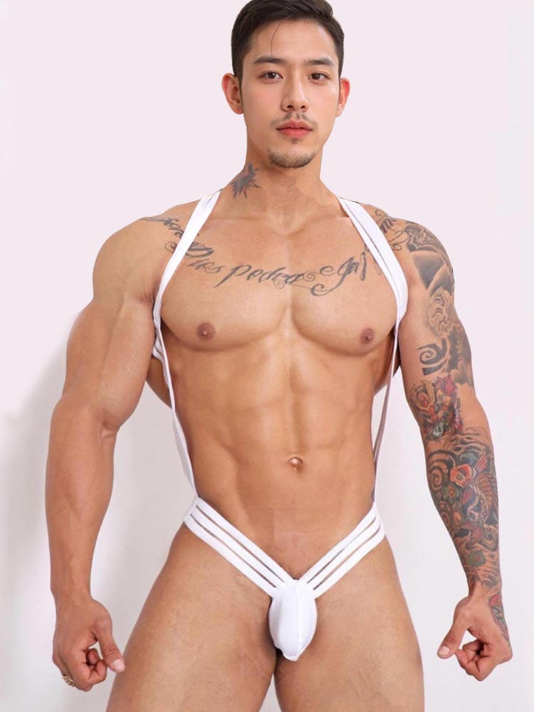 Men's Crossover Strap Thong Bodysuit