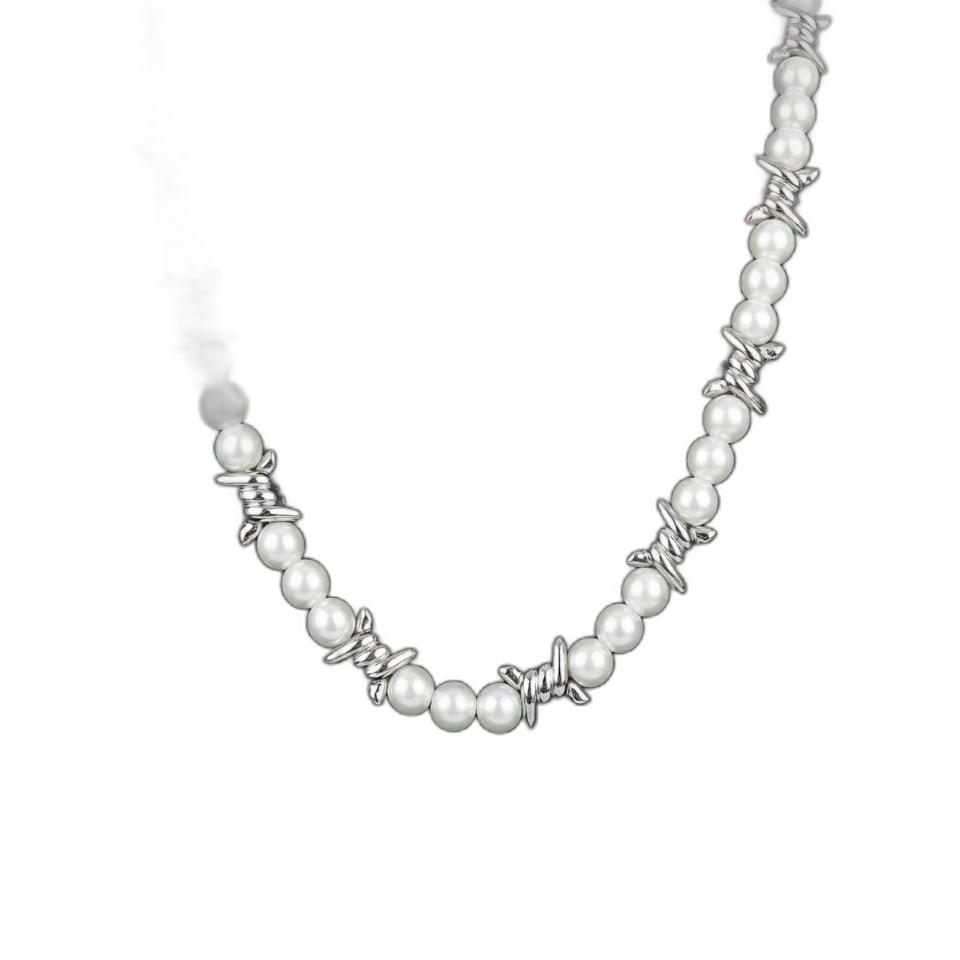 Pearl Barb Wire Necklace