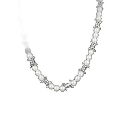 Pearl Barb Wire Necklace
