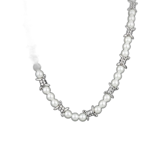 Pearl Barb Wire Necklace
