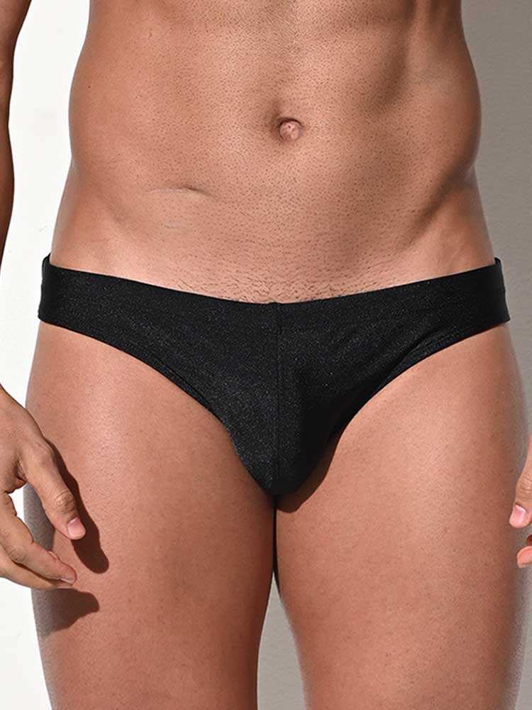 Men's Sexy Stretch Solid-Color Glossy Swim Briefs