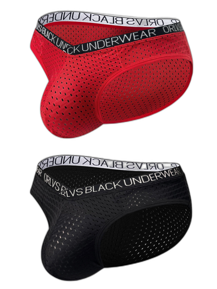 2 Pack Men's Sexy V-shape Waistband Mesh Bikinis