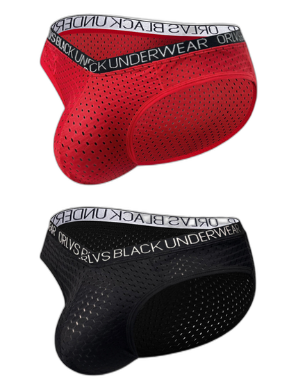2 Pack Men's Sexy V-shape Waistband Mesh Bikinis