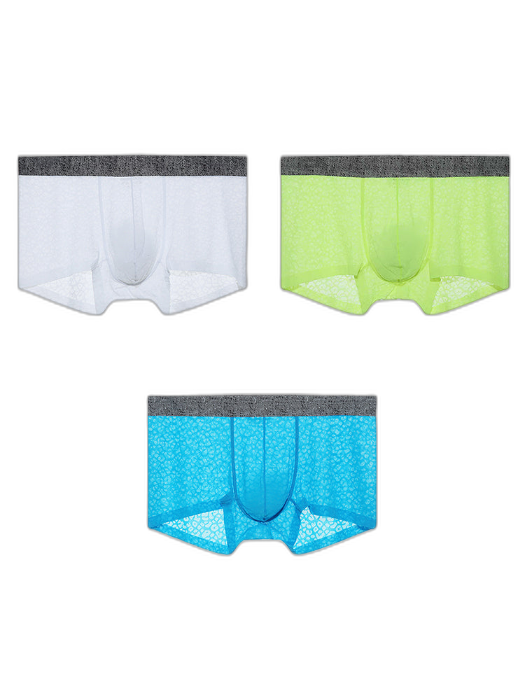 3 Pack Men's Lace Breathable Sweat-Wicking Trunks