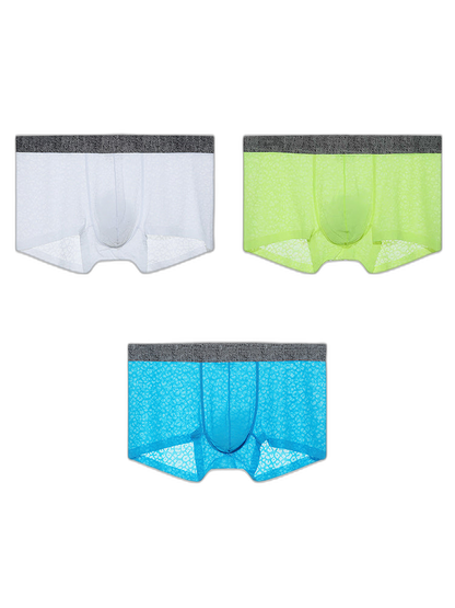 3 Pack Men's Lace Breathable Sweat-Wicking Trunks