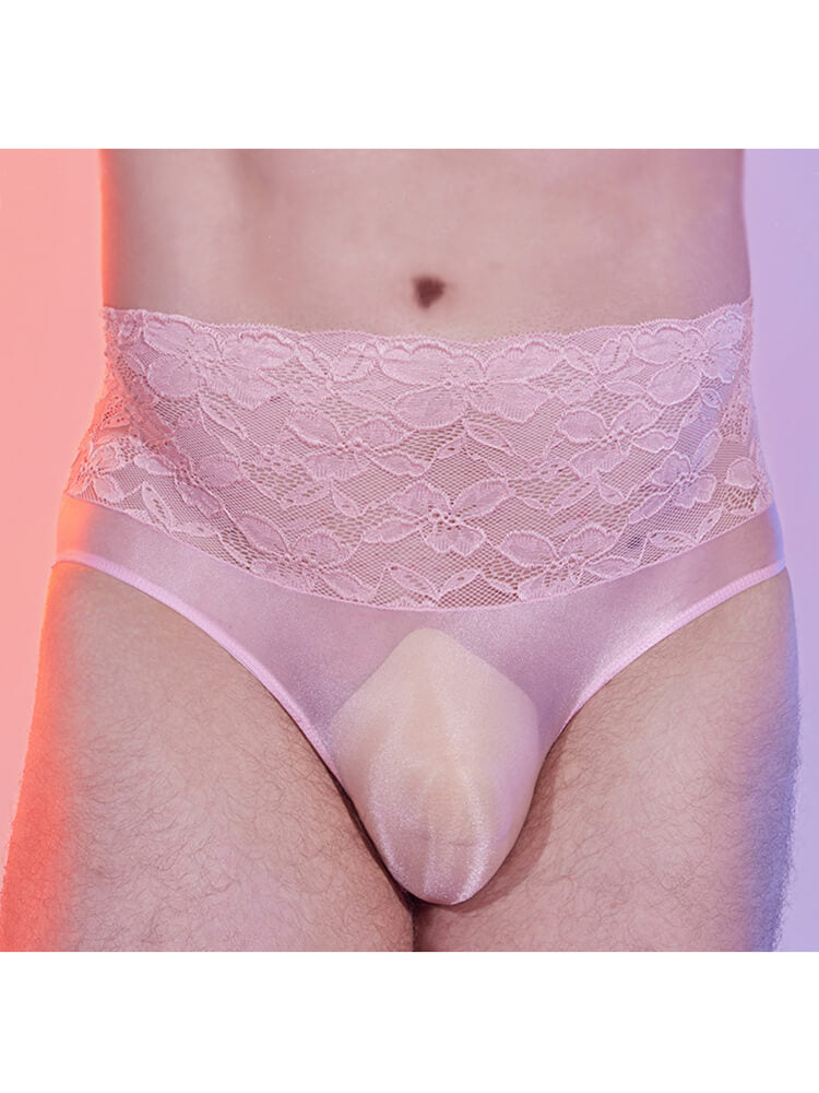 Men's Sexy Lace High-Waisted Elastic Butt-Lifting Briefs