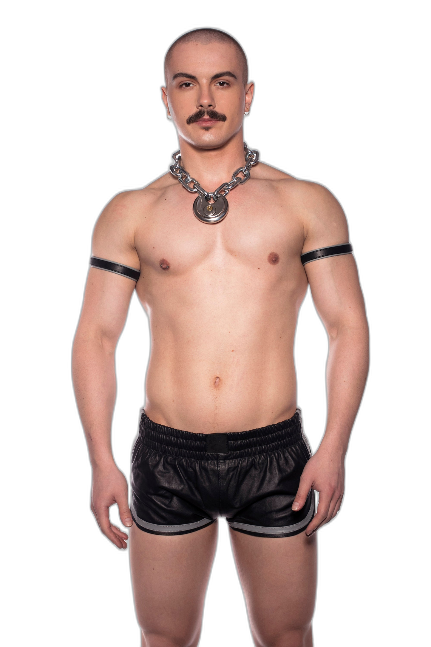 Prowler RED Leather Sports Shorts Grey Trim