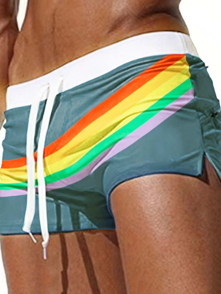 Men's Solid Color Beach Quick-drying Flat Swim Trunks