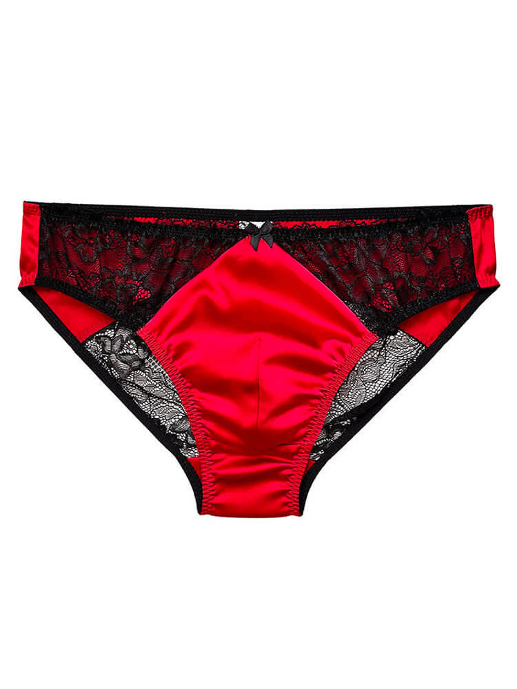 Men's Sexy Soft Lace Seamless Mulberry Silk Briefs