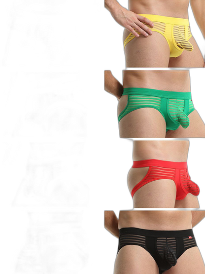 Men’s Sexy Striped Hollow Jockstrap With Separate Pouch