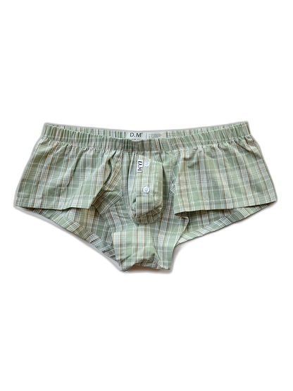 Mens Plaid Front Pouch Boxer Shorts
