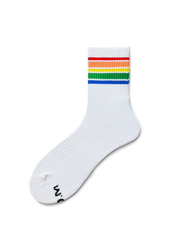 D.M Rainbow Striped Sports Cotton Socks