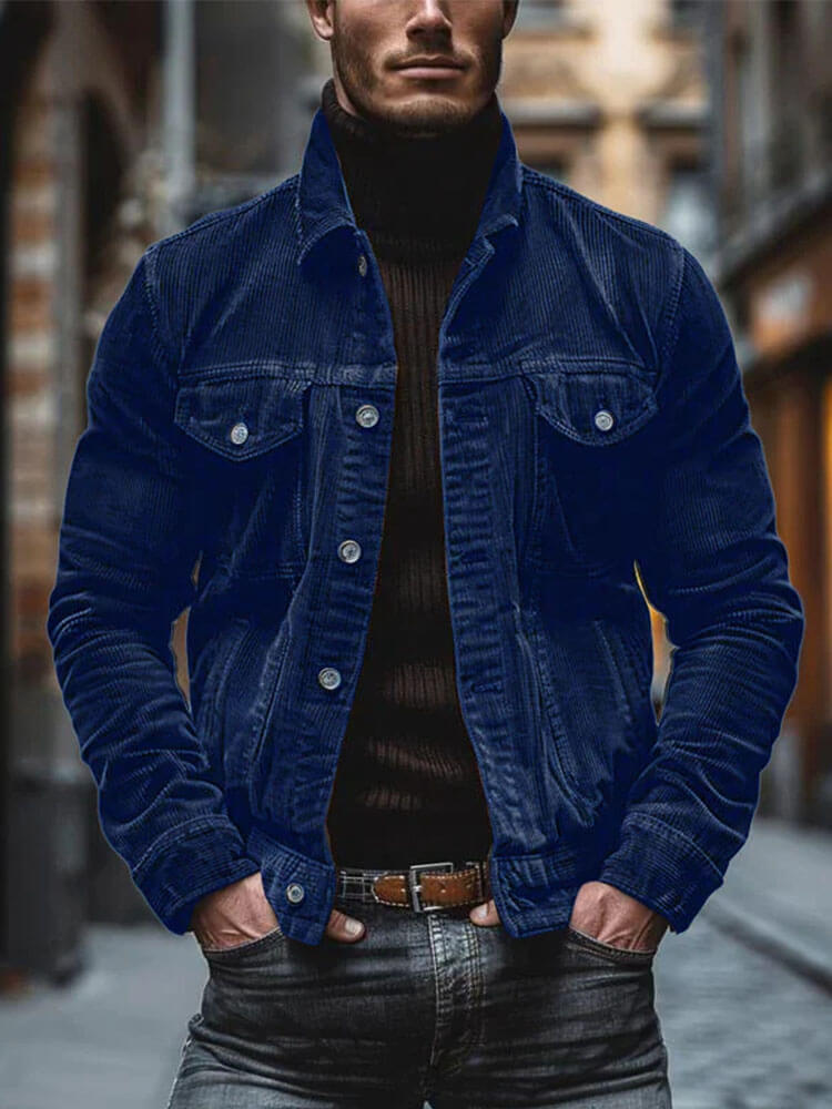 Men's Fashion Corduroy Long-Sleeved Lapel Jacket
