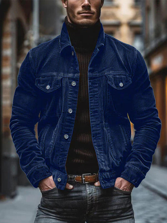 Men's Fashion Corduroy Long-Sleeved Lapel Jacket
