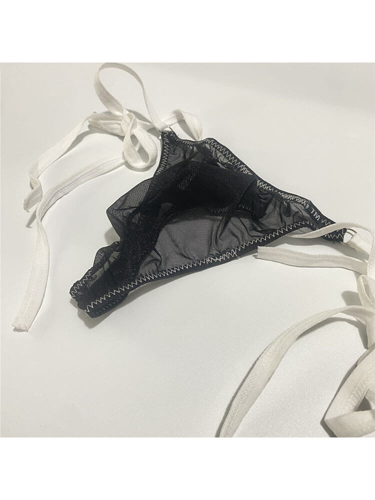 Men's Sexy Mesh Candy Color Lace Up Thong