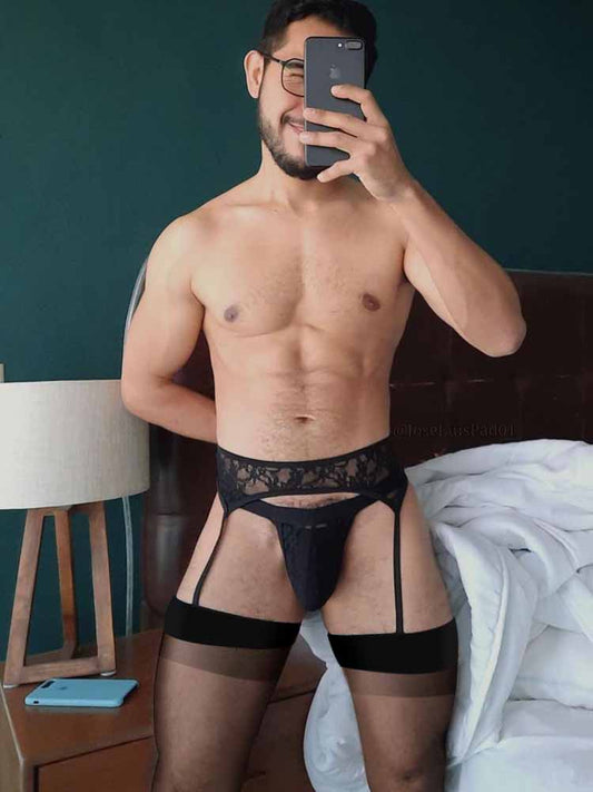 Men's Mesh Cutout Garter Stockings