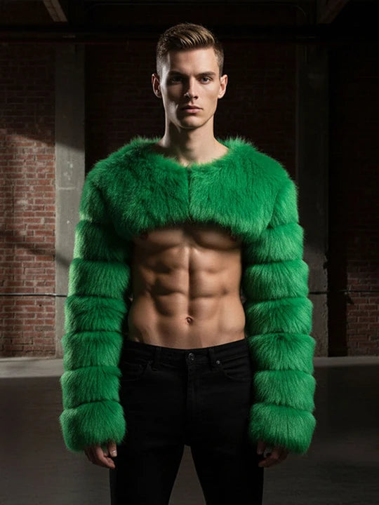 Men's Fashion Sexy Faux Fur Cropped Shawl
