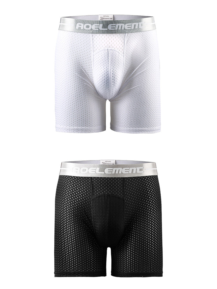 2 Pack Mesh Ice Silk Moisture Wicking Sport Boxer Underwear