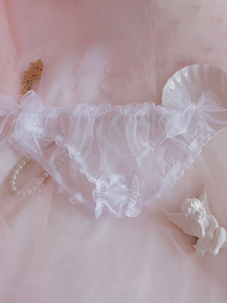 Men's Chiffon Bowknot See-Through Briefs
