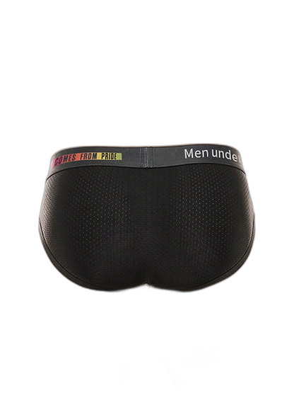 Men's Mesh Briefs With Colorful Spliced Lines