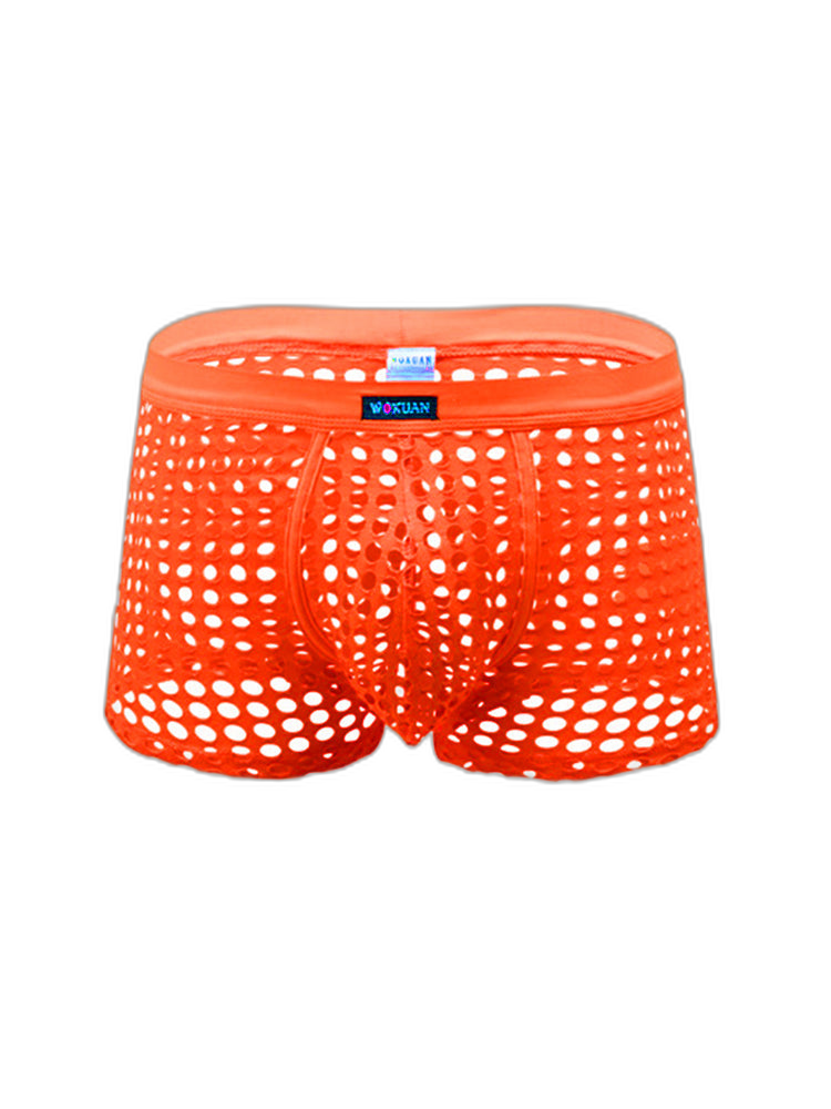 2 Pack Men's Hollow Mesh Sexy Trendy Moisture-Wicking Trunks