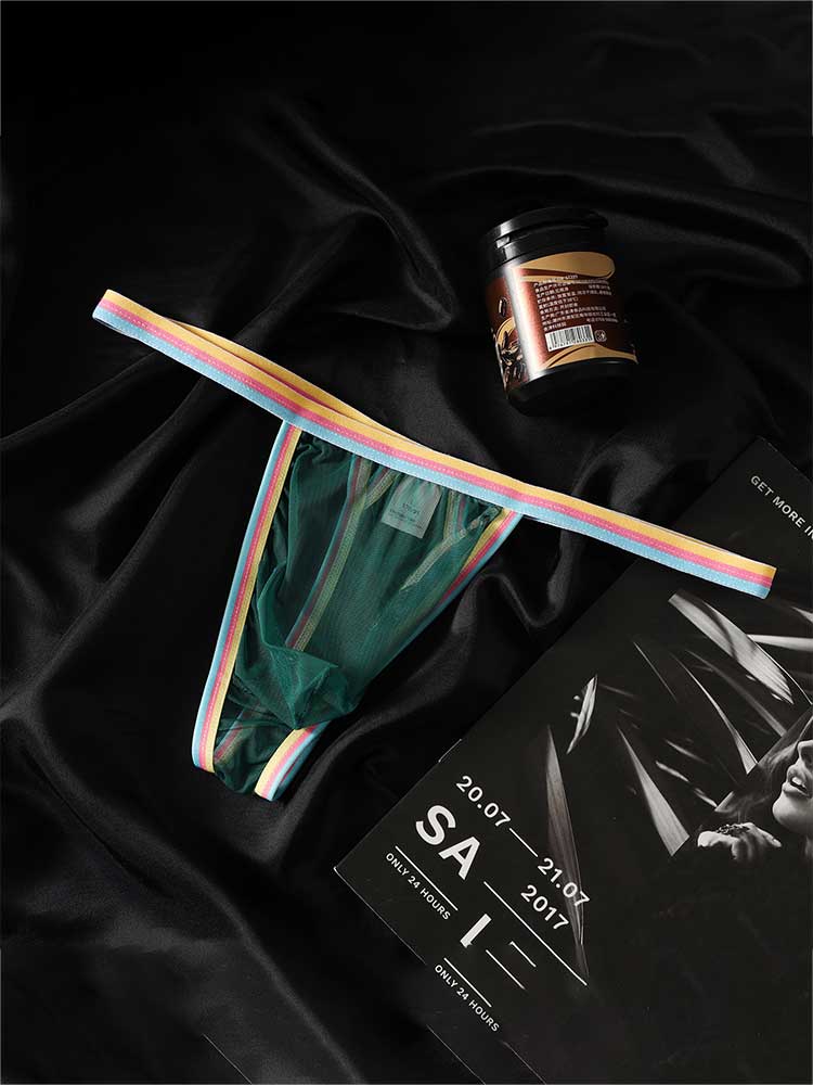 Men's Sexy Thin Sheer U-Convex Mesh Pouch Thong