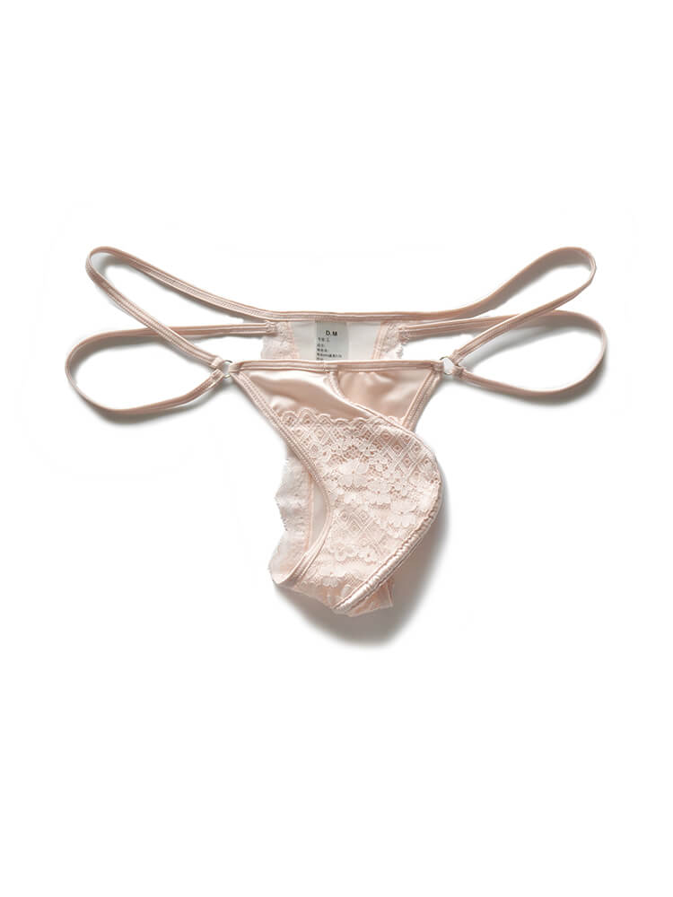 Men's Low-Rise Sexy Lace Double-Strap Thong