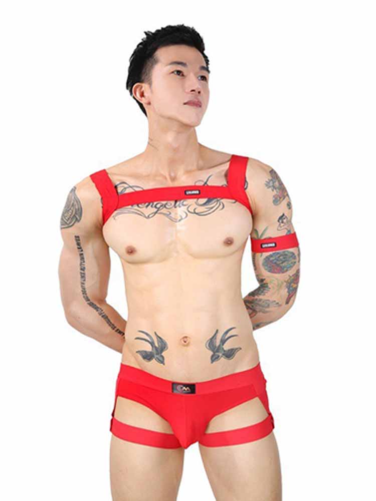Men's Sexy Chest Strap Legging Thong Suit
