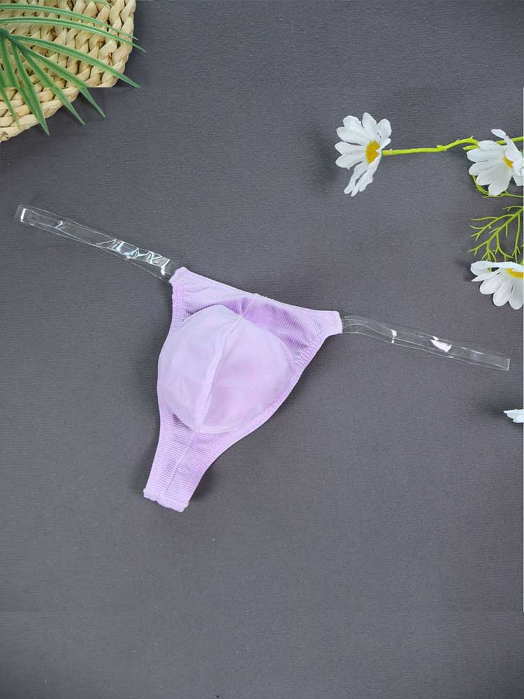 Men's Sexy Transparent Thin Strap Low-Rise Thong