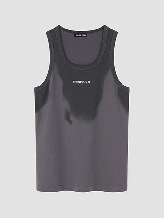 Men's Sweat-Mark Print Fitted Sports Tank Top