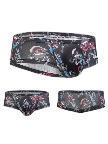 Men's Sexy Botanical Printed Mesh Underwear