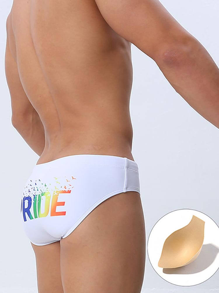 Men's Pride Love Rainbow Print Sexy Swim Briefs