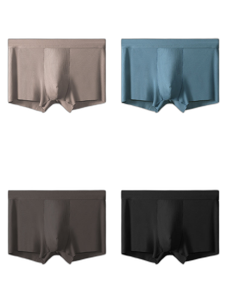 4 Pack Men's Ice Silk Seamless Trunks Underwear