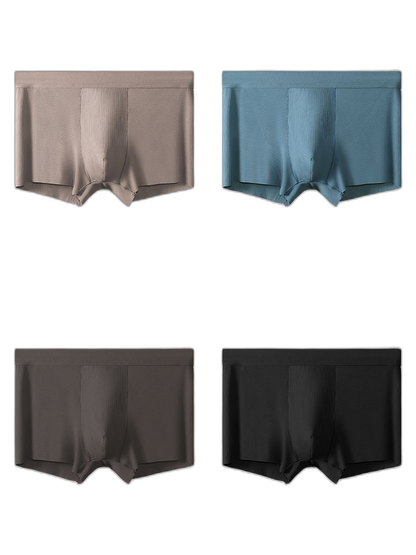 4 Pack Men's Ice Silk Seamless Trunks Underwear