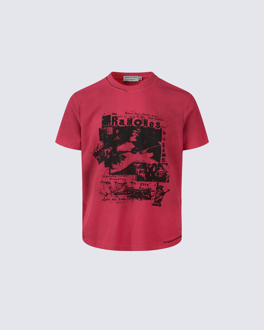 KIIKIO American-Style Distressed Graphic Crew-Neck T-Shirt