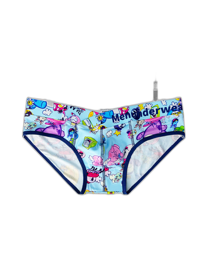 2 Pack Men's Playful Cartoon No-Tag Comfortable and Breathable Briefs
