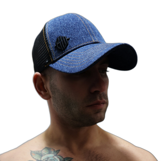 Breedwell Loaded Denim Trucker Baseball Cap Dark Stonewall Wash