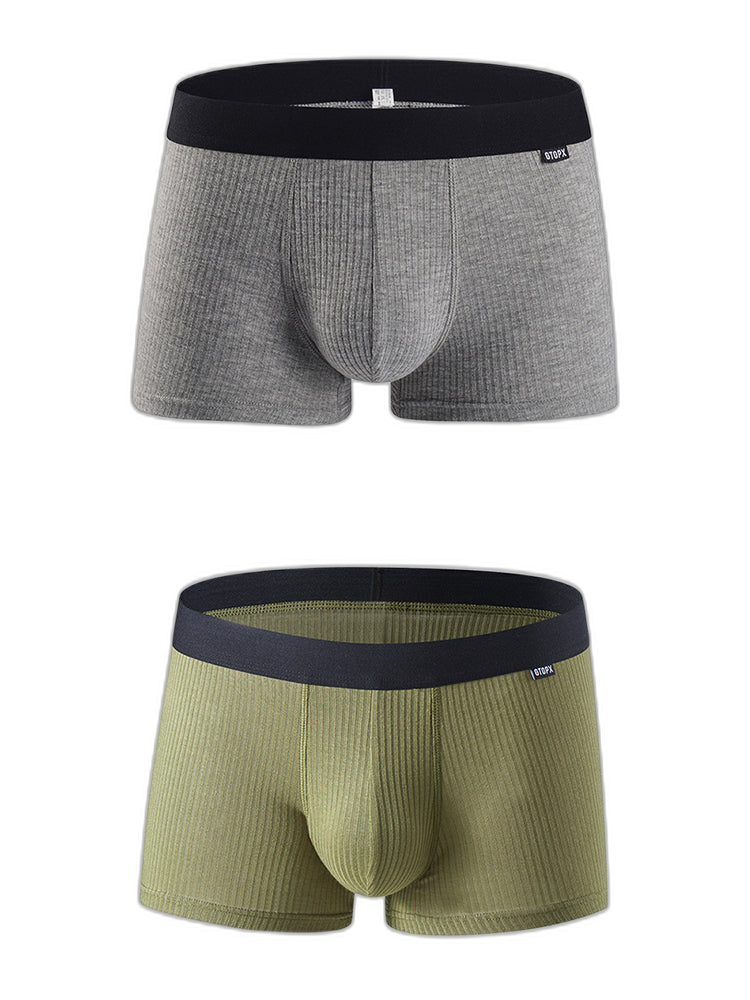 Men's Breathable Threaded Fabric U Convex Trunks
