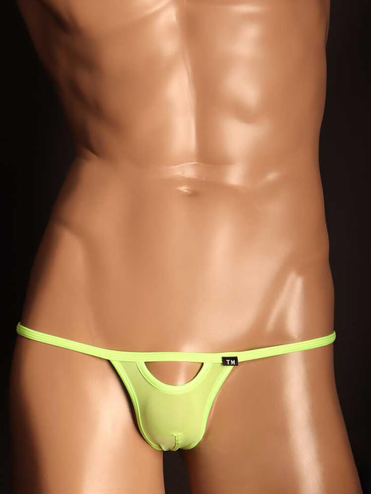 Men's Solid Sexy Front Hollow Low Rise Thong