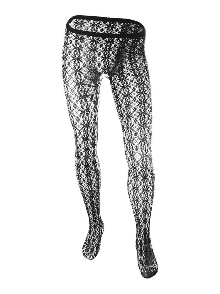 Men's Sexy Jacquard Black Fishnet Stockings
