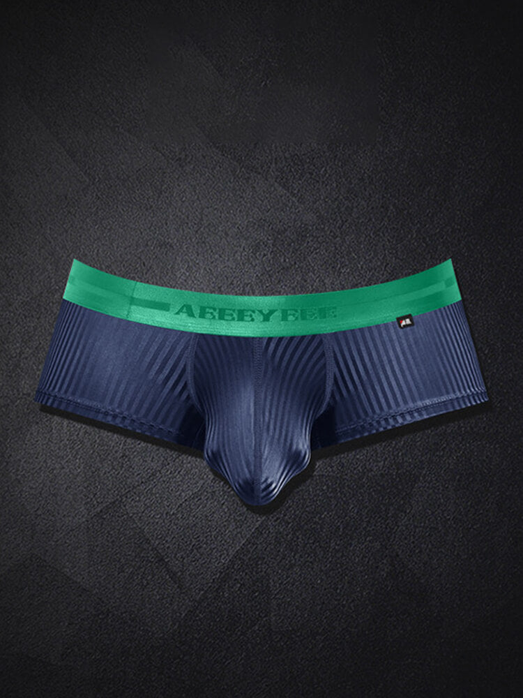 Men's Shiny Stripes Sexy Low-Rise Boxer Briefs