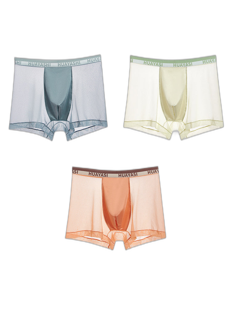 3 Pack Men's Ice Silk Seamless Breathable Quick-Drying Trunks